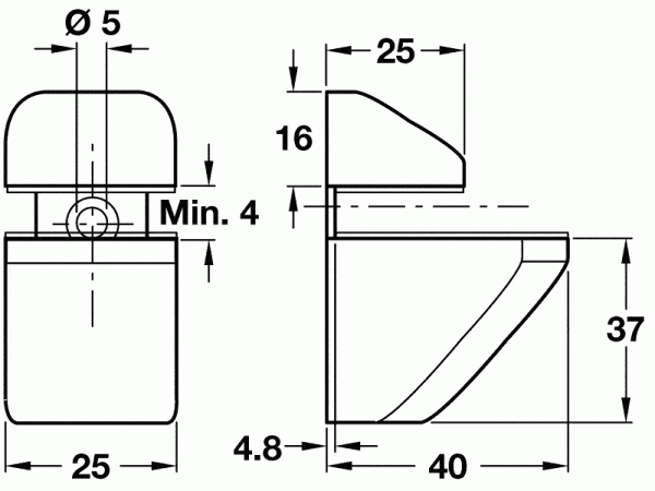 Small shelf clamp - diagram