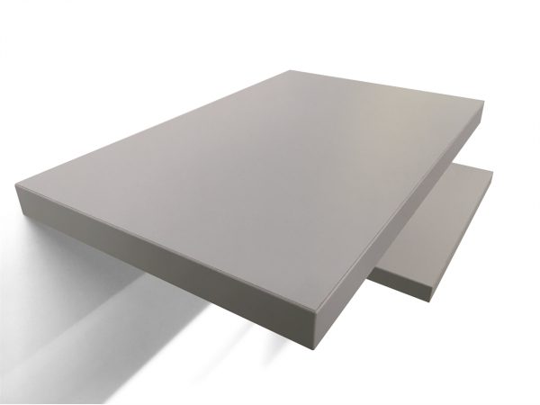 dove grey floating shelves upper view