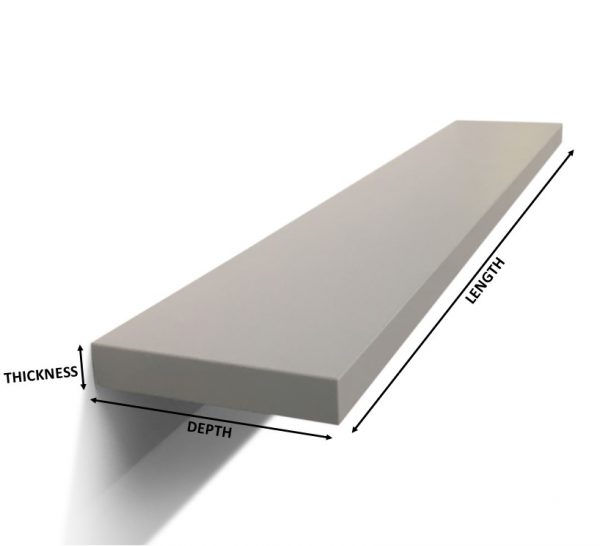 Charcoal Grey Gloss Wall Shelves - size descriptions