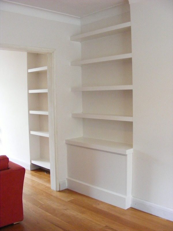 White Gloss Alcove Shelves