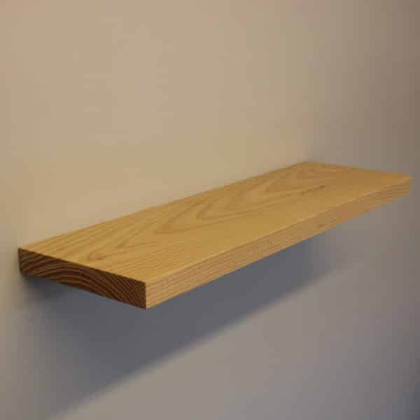 solid ash floating shelf by Top Shelf UK side view