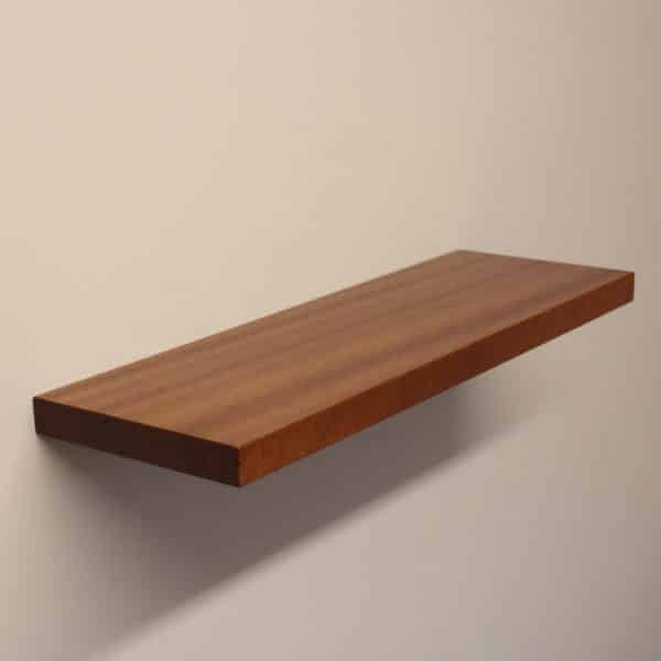 solid sapele floating shelf by Top Shelf UK - side view