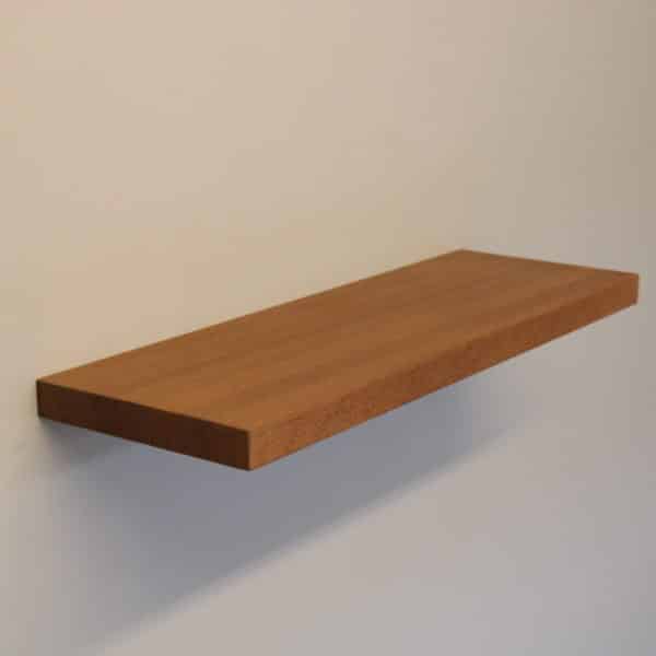 solid sapele floating shelf by Top Shelf UK - upper side view