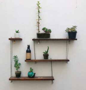 A shelf styled and installed by Top Shelf UK with plants as part of their how to style a shelf guide