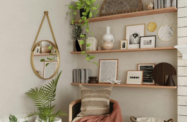 Alcove shelving in a living room bought from Top Shelf UK