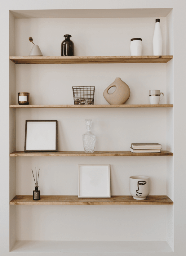 Floating shelving customisable as grey shelves at Top Shelf UK