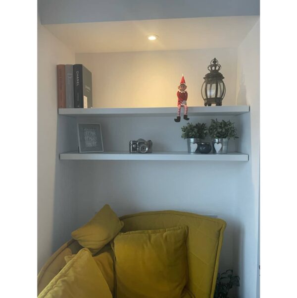 White wall shelves bought from Top Shelf